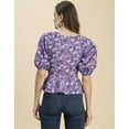 thumbnail image 4 of Moomaya Short Sleeves Sweetheart Neck Cotton Top - Women's Elegant Peplum Top, 4 of 9