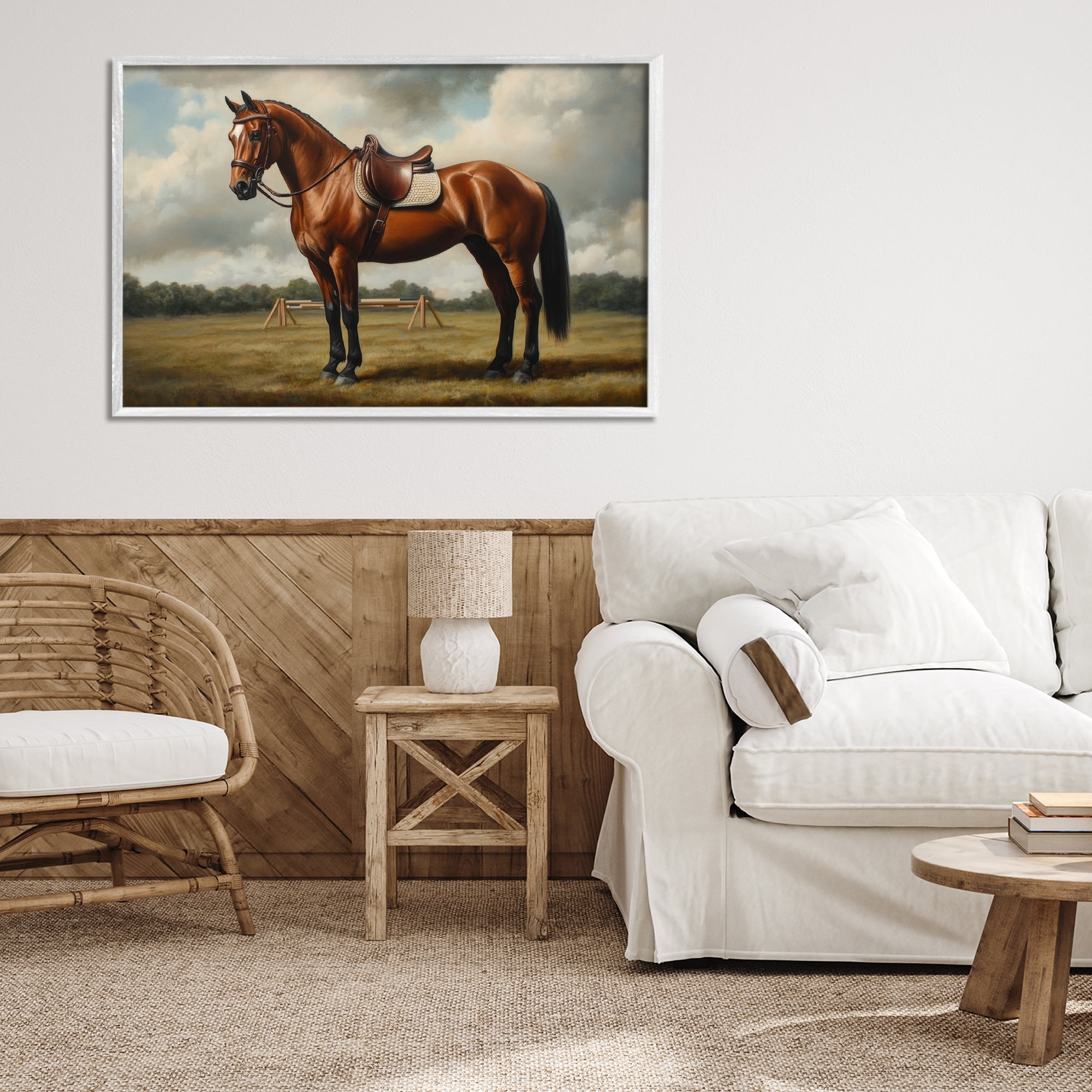 Stupell Industries Red Mare in Pastoral Landscape White Framed Giclee Art, design by Petal Prints Design