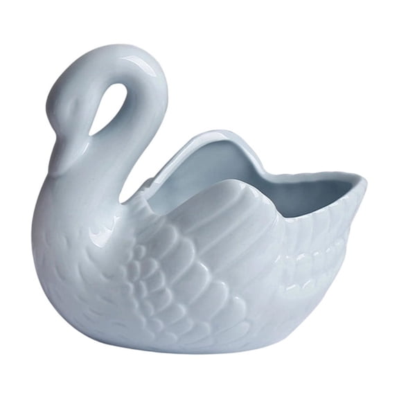 Ceramic Swan Tealight Candle Holder, Embossed Texture Candle Bowl, Tabletop Ornament for Halloween Home Indoor Mantel Shelf Decoration