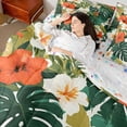 thumbnail image 4 of Castle Fairy Floral Butterflies Bedding Comforter Set 7pcs for Boys Girls,Tropical Tree Leaves Queen Bedding Sets Super Cozy,Botanical Plants Queen Sheet Sets,Breathable Home Decor,Reversible, 4 of 8