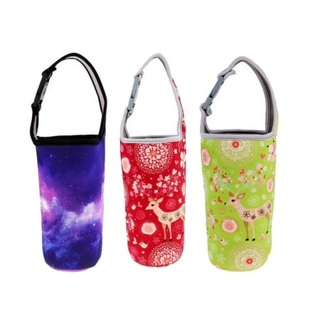 

3pcs Tumbler Carrier Holder Pouch Outdoor Insulated Mug Red Green Violet