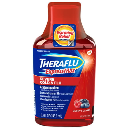 Theraflu ExpressMax Severe Cold & Flu Berry Warming Relief Formula Syrup for Cold & Flu Relief, 8.3 (Best Thing For Cold And Flu)