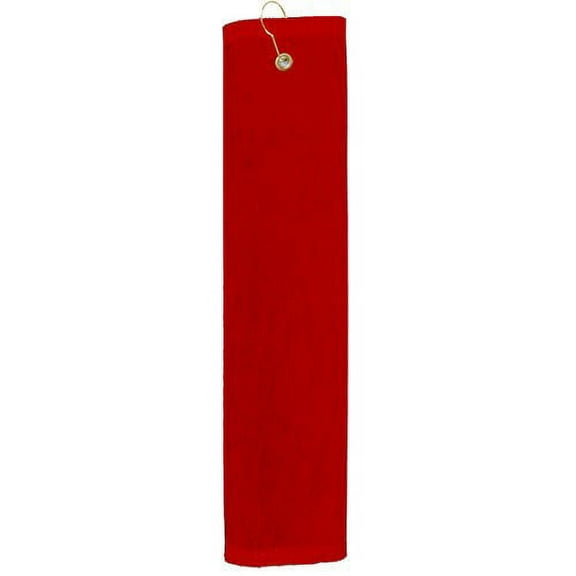 16" x 26" Premium Cotton Velour Golf Towel with Tri-fold Hook & Grommet Placement-Red