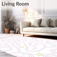 thumbnail image 2 of ODIKA 3'x5' Machine Washable Non-Slip Area Rug, Pastel Interlocking Hop Maze Design with Playful Stars and Sprightly Digits High Traffic Rug with Pad, Pink, 725438, 2 of 8