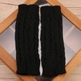 thumbnail image 2 of Guantes de punto unisex de invierno de 20 cm, mangas largas sin dedos con orificio para el pulgar para hombres y mujeres (negro), 2 of 6