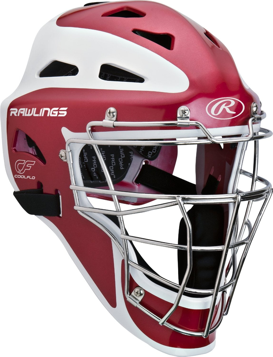 Rawlings Pro Preferred CoolFlo Youth baseball catchers gear helmet mask Scarlet by