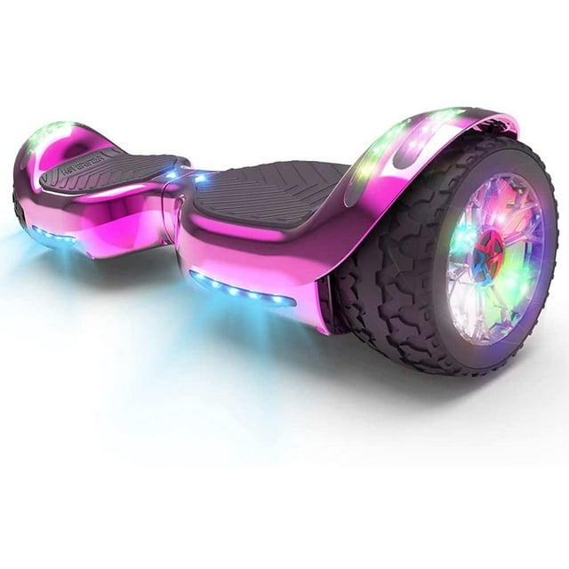HOVERSTAR HS2.0 Hoverboard Tout-Terrain Deux Roues Auto-Équilibrées Roue Flash Scooter Électrique avec Haut-Parleur Bluetooth Sans Fil (Rose Chrome)