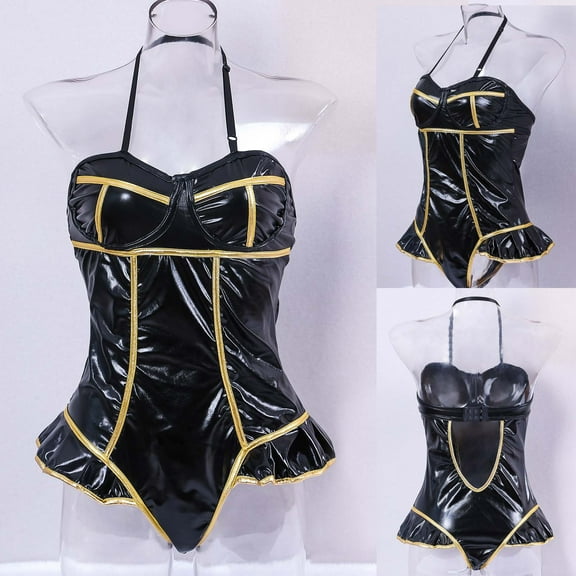 HUPOM Womens Underwear Mid Waist Pull-On Jumpsuit Sleep Jumpsuit on Clearance Black Size L