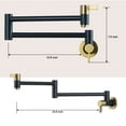 thumbnail image 7 of Wowow Brass Wall Mounted Pot Filler Faucet with Double Joint Swing Arms, Gold and Black, 7 of 7