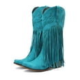 thumbnail image 4 of Mepaouo Women's Fringe Knee High Boots Western Cowboy Cowgirl Tassel Pull on Boot with Pointed Toe, 4 of 7