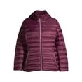 Time and Tru Women's Plus Size Packable Puffer Jacket with Hood