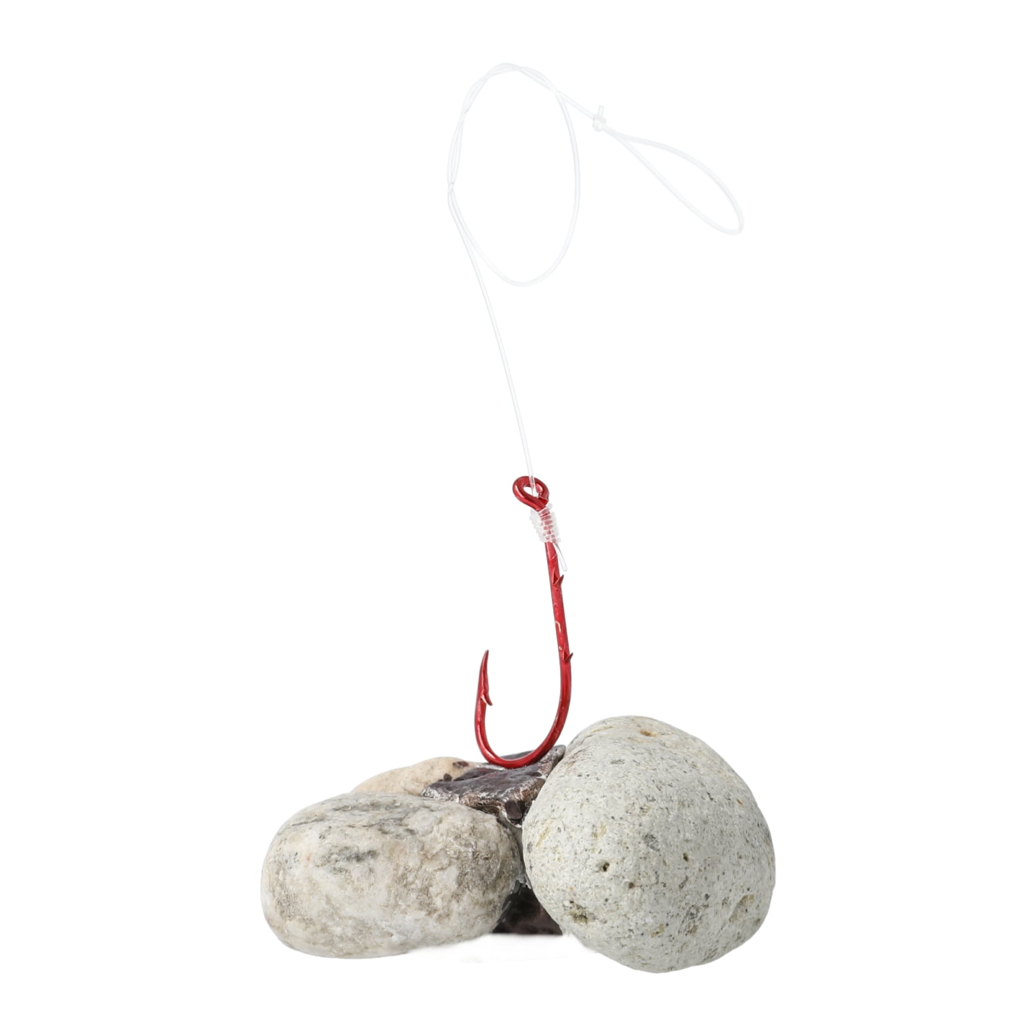 (3 pack) Eagle Claw 139GEH-2 Snelled Baitholder Hook, Red, Size 2, 6 Pack