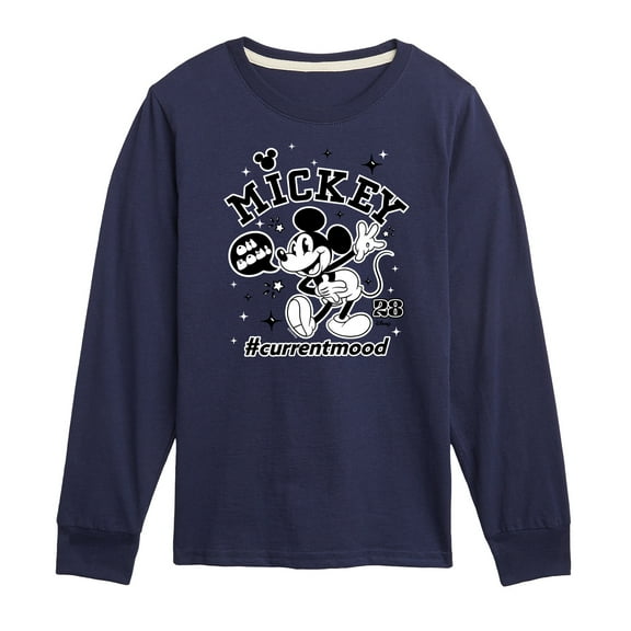 Disney - Mickey Mouse - Oh Boy Hashtag Current Mood - Youth Long Sleeve Graphic T-Shirt