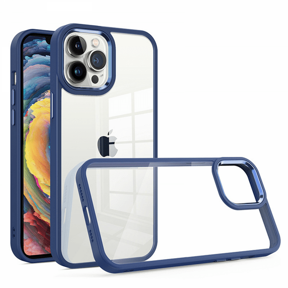 For iPhone 11 6.1 Case, Full Body Case, Shockproof Case Metal Camera Frame Shockproof Phone Case (Navy Blue)
