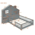 thumbnail image 3 of Harper & Bright Designs Full Size House Bed with Storage Shelves for Boys Girls, Wood Full Platform Bed with USB Port Sockets Window and Drawers, Gray, 3 of 12