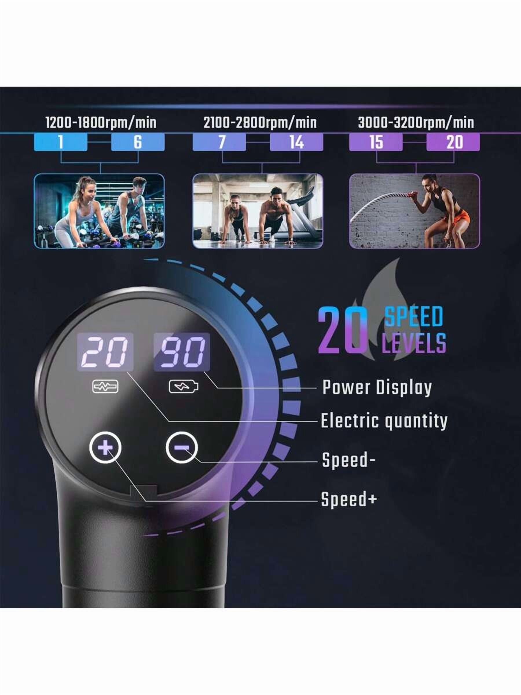 cotsoco Muscle Massage Gun, Deep Tissue Back Massager For Pain Relief, 20 Speeds Handheld Electric Massager Tool With Silent Brushless Motor, Suitable For Gym Office Home Travel