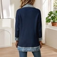 thumbnail image 4 of Womens Casual Mid Length Jacket Coat Long Sleeve Lapel Denim Spliced Ribbed Button Down L, 4 of 7