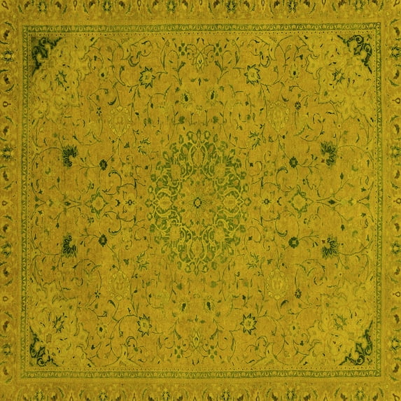 Ahgly Company Indoor Square Abstract Yellow Modern Area Rugs, 8' Square