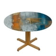 thumbnail image 3 of PIKWEEK with Elastic Edge Round Tablecloth Gold and Blue Abstract Art White, 3 of 8