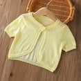 thumbnail image 5 of Toddler Girls Short Sleeve Bolero Cardigan Sweaters Kids Knit Button Open Front Lettuce Trim Shrug Cropped Cute Sweater Tops, 5 of 5