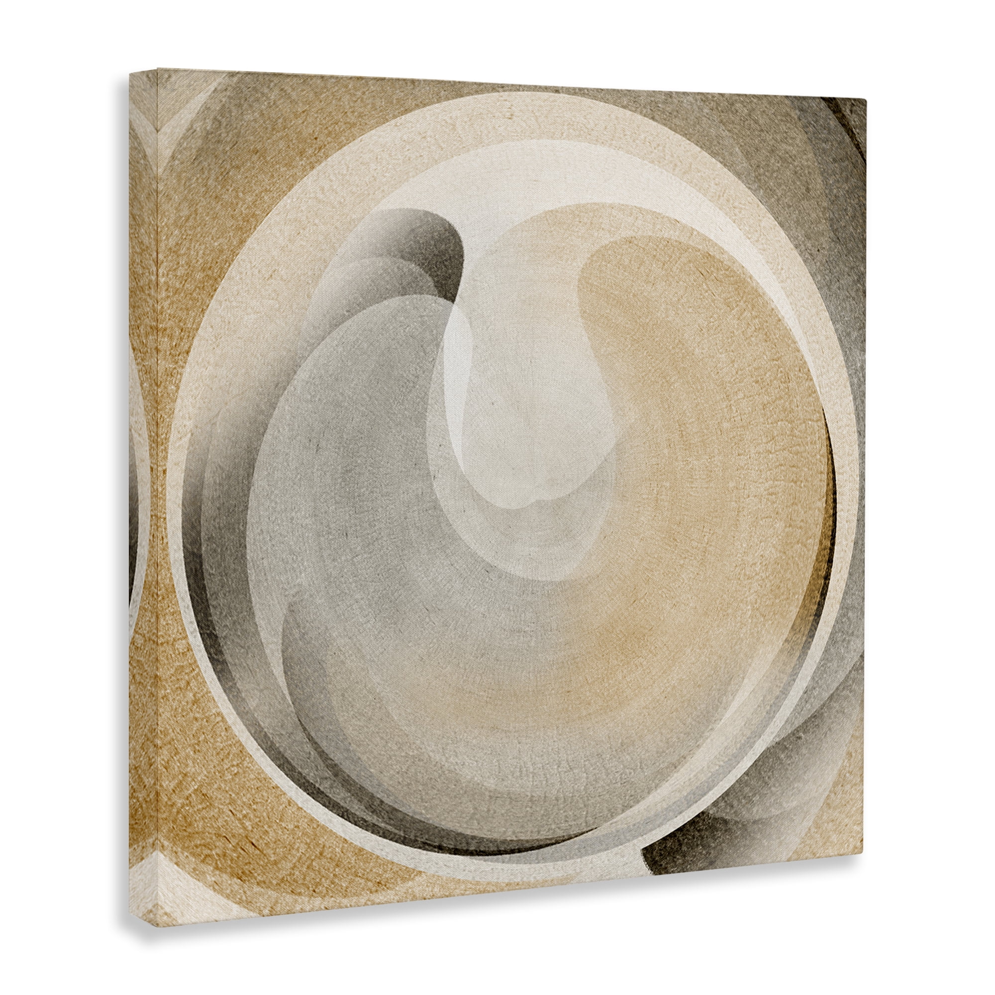 Stupell Industries Circular Soft Neutrals Abstract Painting Wrapped Canvas Art Print Wall Art, 30 x 30