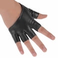 thumbnail image 2 of Women Ladies Fashion Half Finger Faux Leather Short-Figures Gloves Half Palm, 2 of 8