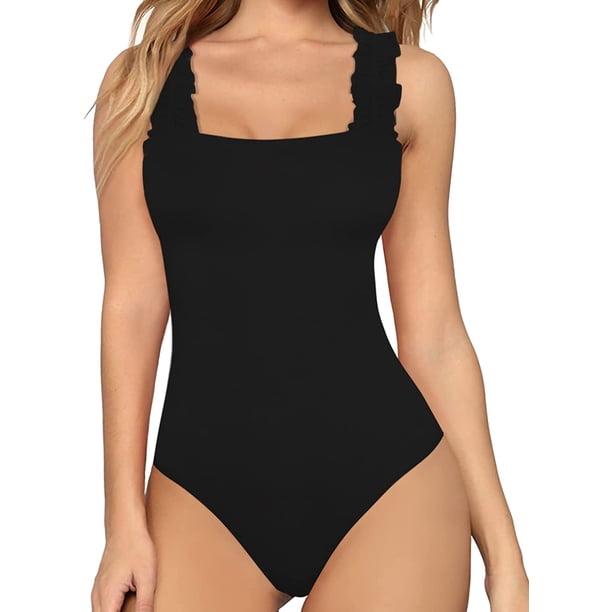 Xishao Body de tirantes elásticos con cuello cuadrado y volantes para mujer Xishao ropa