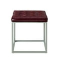 thumbnail image 4 of Inspired Home Simpson Cube Ottoman en Faux Cuir Cadre en Métal Capitonné Moderne, Violet, 4 of 7