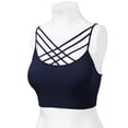 thumbnail image 3 of Women's Novelty Bras Seamless Triple Criss-Cross Front Bralette Sports Bra (No Pad), 3 of 4