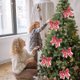thumbnail image 1 of Lazo navideño de doble capa para decoración del árbol de Navidad, lazo pequeño, caja de regalo para festivales, accesorios para lazo, 1 of 7