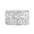 thumbnail image 2 of Round Cut White Cubic Zirconia Floral Wide Band Ring For Women In 14K White Gold Plated 925 Sterling Silver (Color: White, Clarity: VVS1-VVS2) -6.5, 2 of 6
