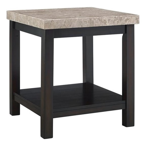 Picket House Furnishings Caleb Square Marble Top End Table in Espresso