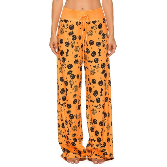Pantalones de pijama Vackutliv para mujer con estampado de calabaza y fantasma para Halloween