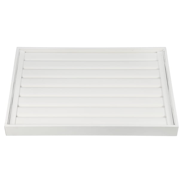 Bandeja de joyería apilable de cuero PU Estilo de tira plana, vitrina de bandejas organizadoras de cajón de joyería, para pulseras, pendientes, blanco