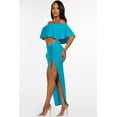 thumbnail image 2 of Solid Ruched Spaghetti Strap Tank Top And Midi Skirt Two Piece Set Turquoise L, 2 of 5