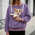 thumbnail image 2 of Cat Dog Pouch Sweatshirts Solid Long Sleeve Crew Neck Pet Carrier Kangaroo Pocket Dog Pouch Pullover Tops Animal Holder Clothes, 2 of 5