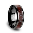 thumbnail image 1 of TRIASSIC Red Dinosaur Bone Inlaid Black Ceramic Beveled Edged Ring - 4mm & 8mm, 1 of 3