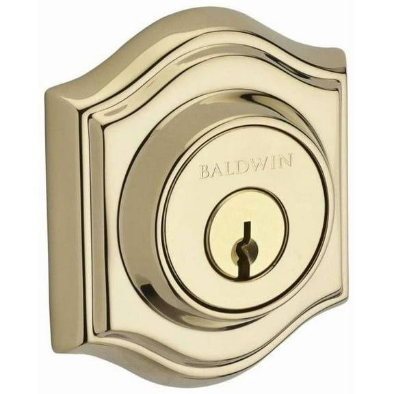 Baldwin Reserve DCTAD003S Double Cylinder Traditional Arch Deadbolt with 6AL Latch; Dual Strike; and SmartKey Lifetime Brass Finish