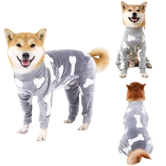 GASTROPOD Turtleneck Dog Clothes Pajamas, Autumn Winter Dog Jumpsuit Coat, Winter Soft Warm Flannel Pajamas Jumpsuit for Medium Large Dog