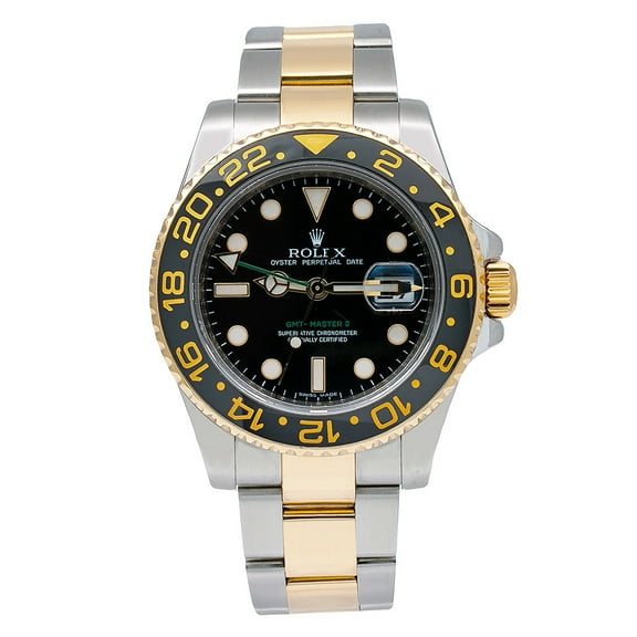 Pre-Owned Rolex GMT-Master II 116713 40MM Black Dial With Two Tone Oyster Bracelet