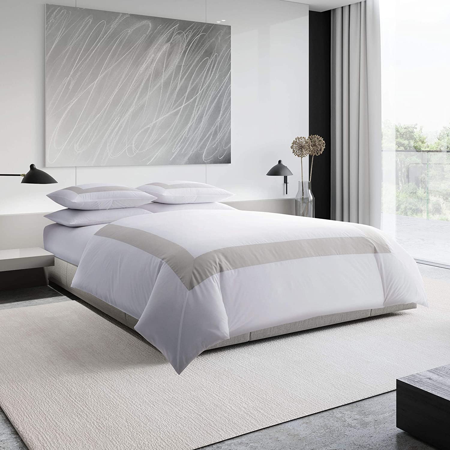 Vera Wang Sateen Band 100 Percent Cotton Soft and Luxurious Queen