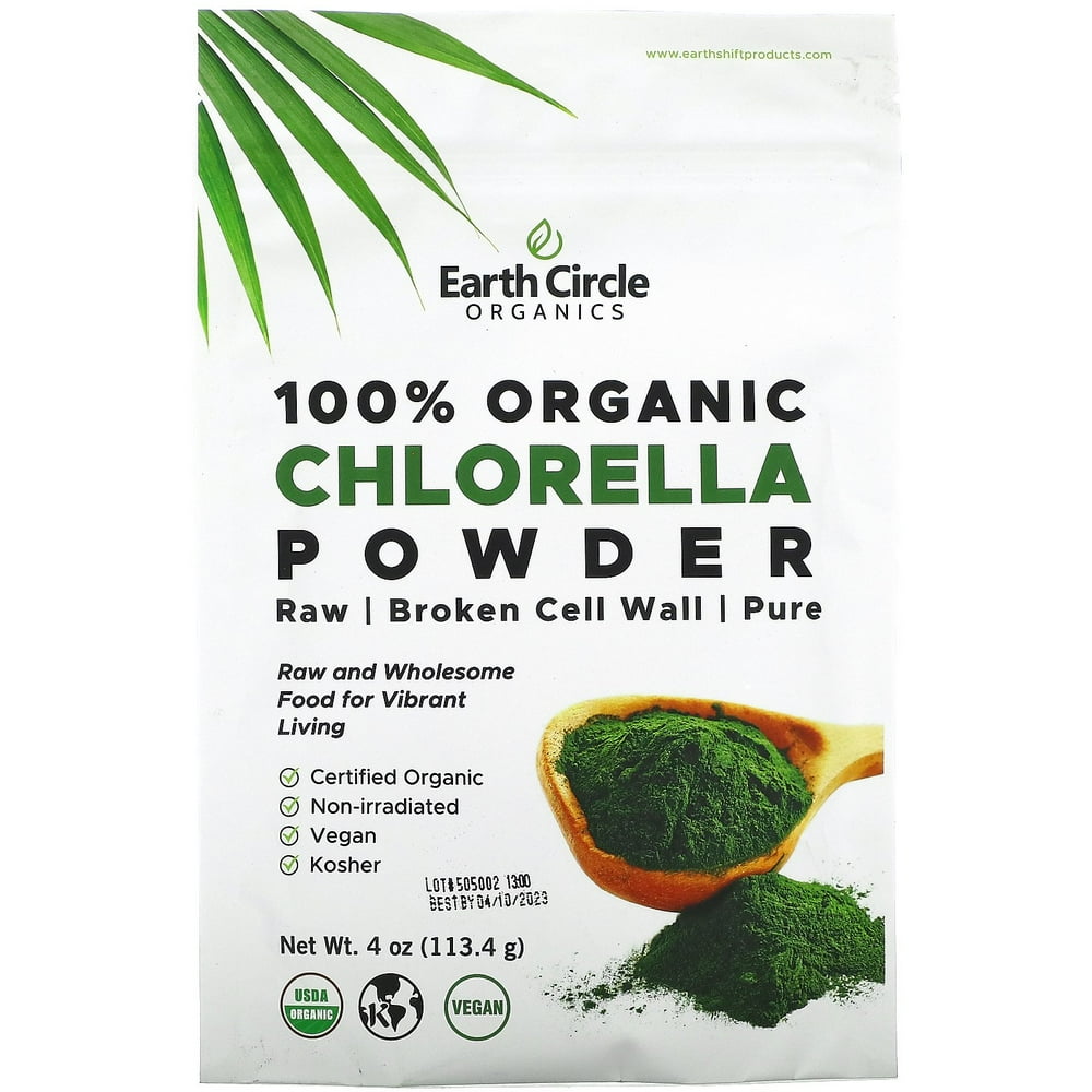 Earth Circle Organics 100 Organic Chlorella Powder, 4 oz (113.4 g)
