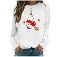 thumbnail image 1 of Chandail en Molleton de Noël pour Femmes Imprimé de Vacances Chandail Col Rond Cardigan à Capuche Mode Veste Mi-Longue Fermeture Extérieure Manches Longues Chandail de Noël, 1 of 6