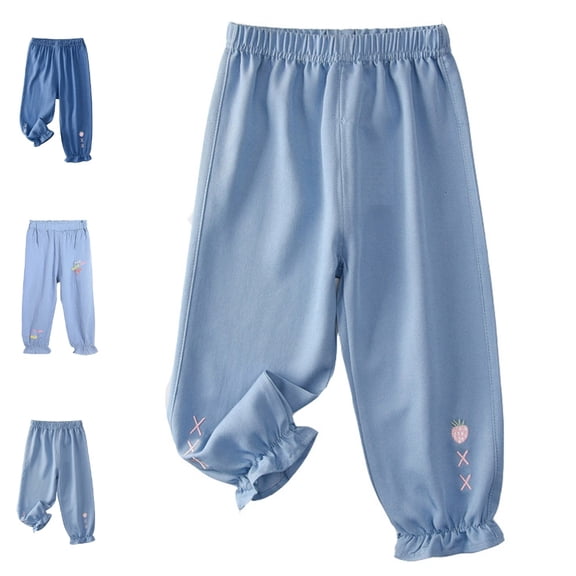 UJNDER Print Outdoor Girls Thin Pants Breathable Cartoon Pants Kids Pants,Sky Blue,12-18 Months