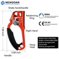 thumbnail image 2 of NewDoar Left Hand Ascender Rock Climbing Tree Arborist Rappelling Gear Equipment CE Certified Rope Clamp for 8~12MM Rope(Left Orange), 2 of 5