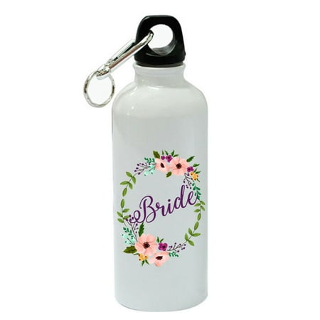 

Bride Floral Wreath White Aluminum Sports 20 oz Water Bottle