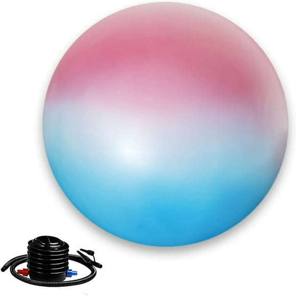 TRAHOO-Exercise Ball Chair with Resistance Bands, Yoga Ball Office Chair with Stability Base for Home Gym, Workout Ball for Fitness, Large Size 65 cm