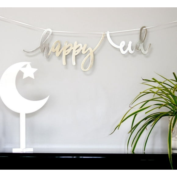 modernEID miroir argenté bannière de calligraphie Happy Eid