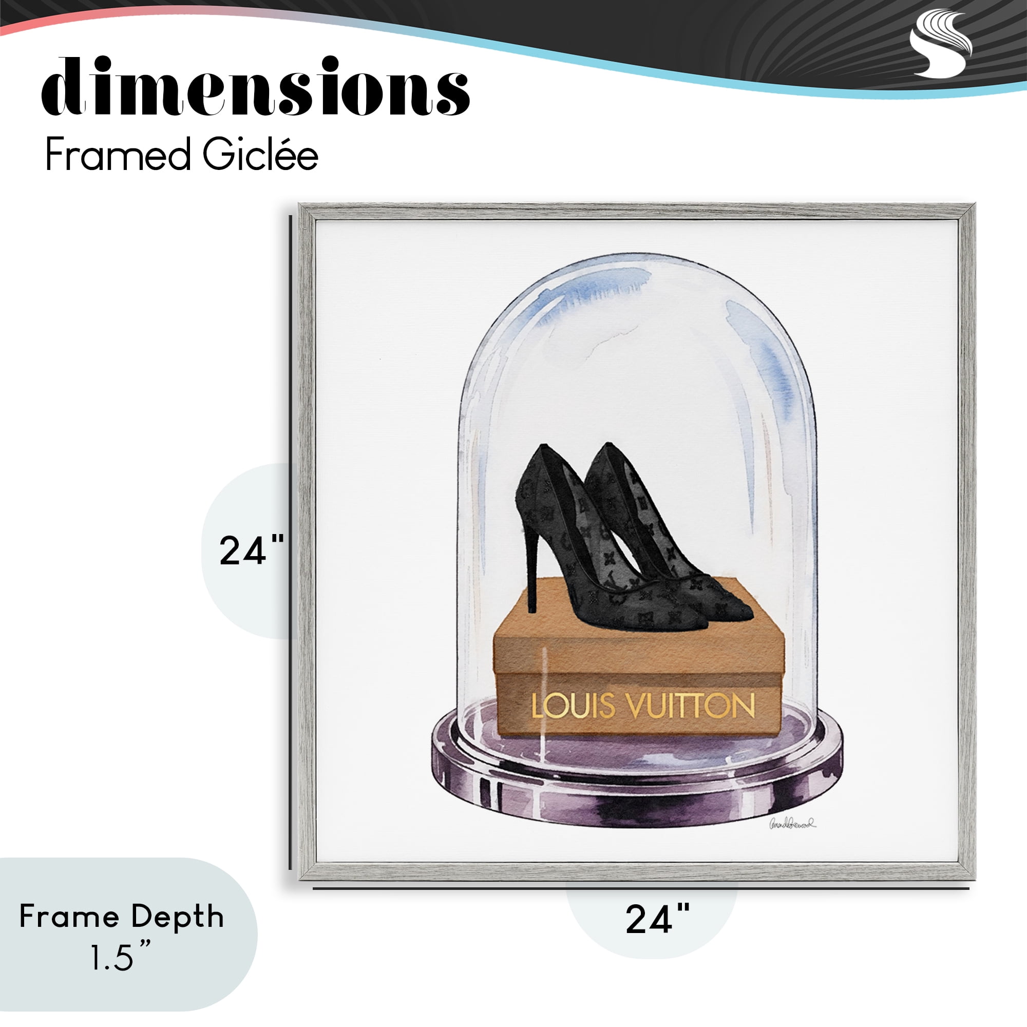 Stupell Industries Black Heels in Bell Jar Gray Framed Giclee Art, design by Amanda Greenwood