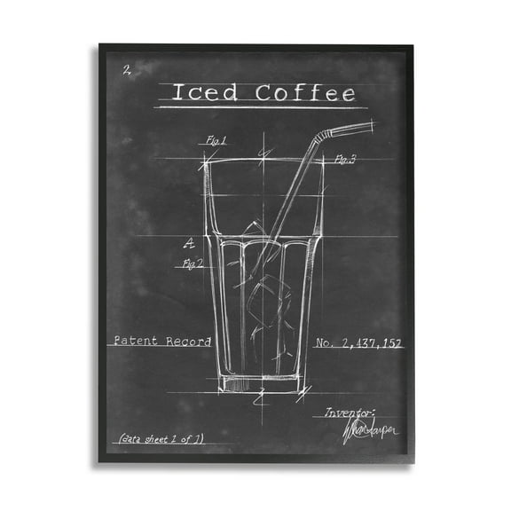 Stupell Industries Iced Coffee Patent Diagram Chart Graphic Art Black Framed Art Print Wall Art, Design by Ethan Harper